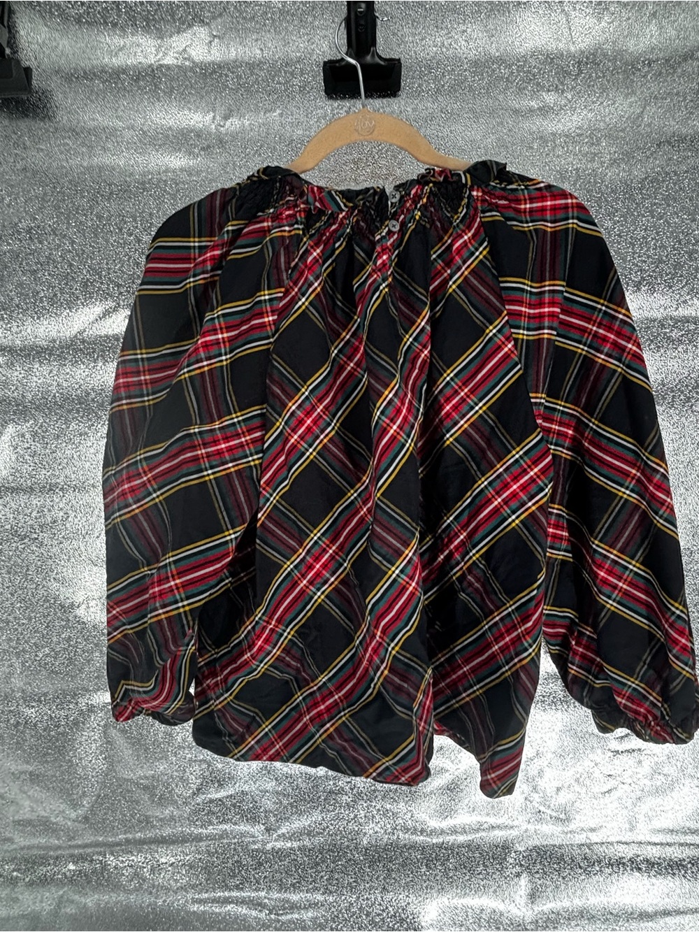 J. Crew Holiday Tartan Plaid Long Sleeve Blouse - Picture 3 of 7